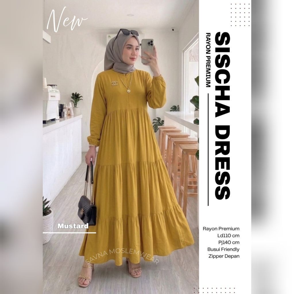 GAMIS DRESS KATUN RAYON POLOS ADEM DAN NYAMAN DIPAKAI | HOMEDRESS RAYON POLOS | SISCHA DRESS (LABEL 