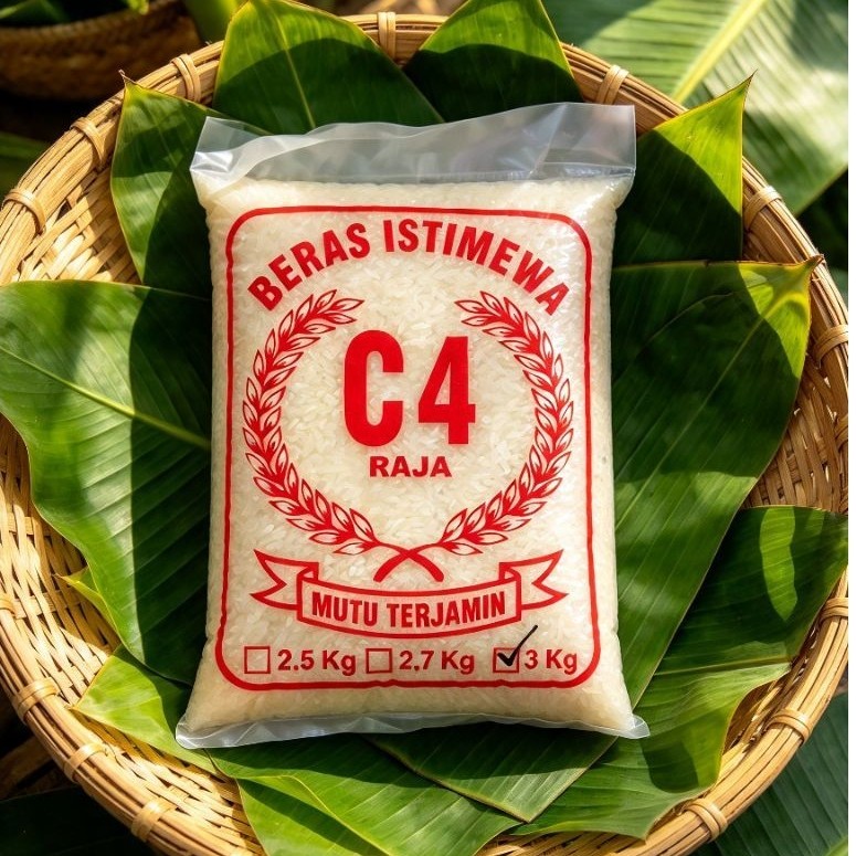 Beras C4 Raja Super Kemasan 3kg ,Putih ,Pulen