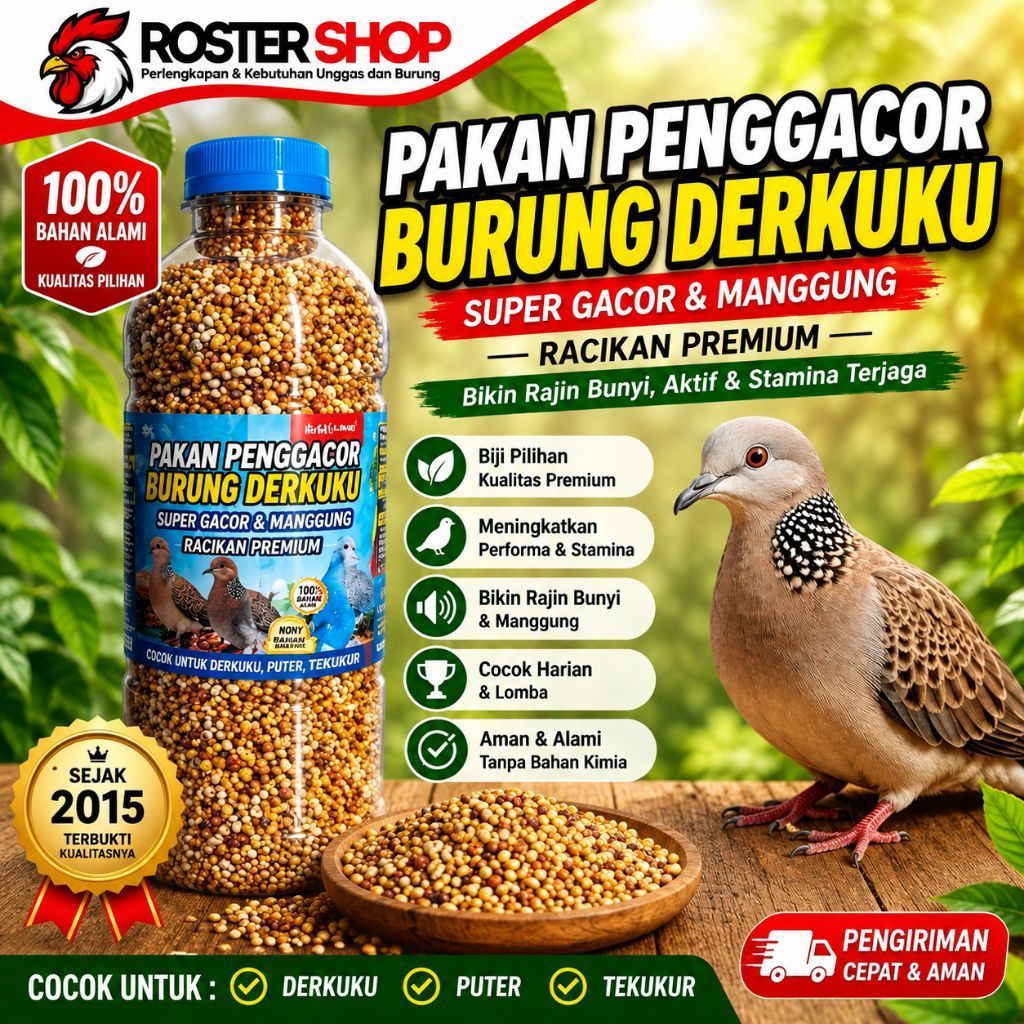 Pakan Penggacor Burung Derkuku Manggung Super Gacor Racikan Khusus Pakan Derkuku Puter Tekukur Bikin