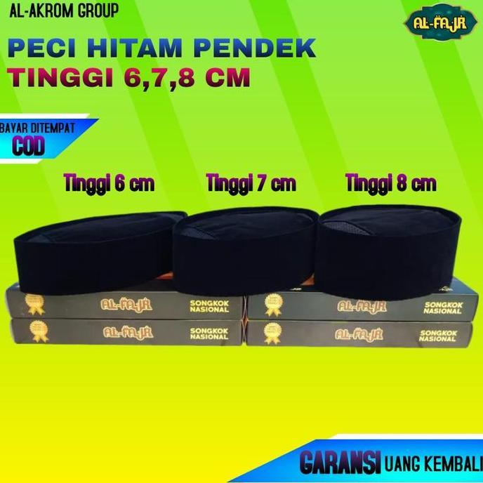 Peci Hitam Pendek Tinggi 6,7,8 cm / Songkok Kopiah Pendek Hitam Polos