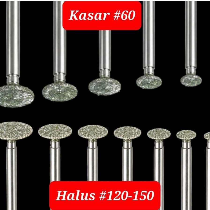 Set 5pcs mata bor gerinda potong cutting disc Bentuk T type Kadar #60 dan Halus #120-150 ukir pahat 