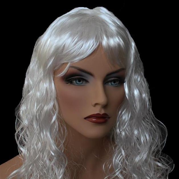 WIG WARNA PUTIH PANJANG KERITING COSPLAY ZEUS SANTA