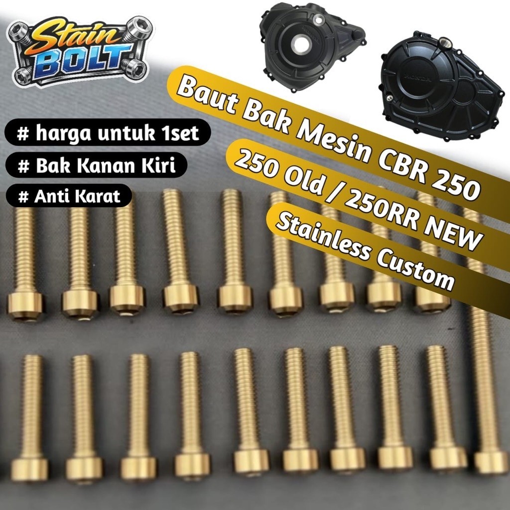 Baut Bak Mesin CBR 250RR Stainless Custom Probolt Titanium