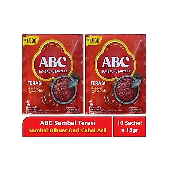 ABC Sambal Terasi Sambal Nusantara Cabai Asli 10 Saset x 18gr