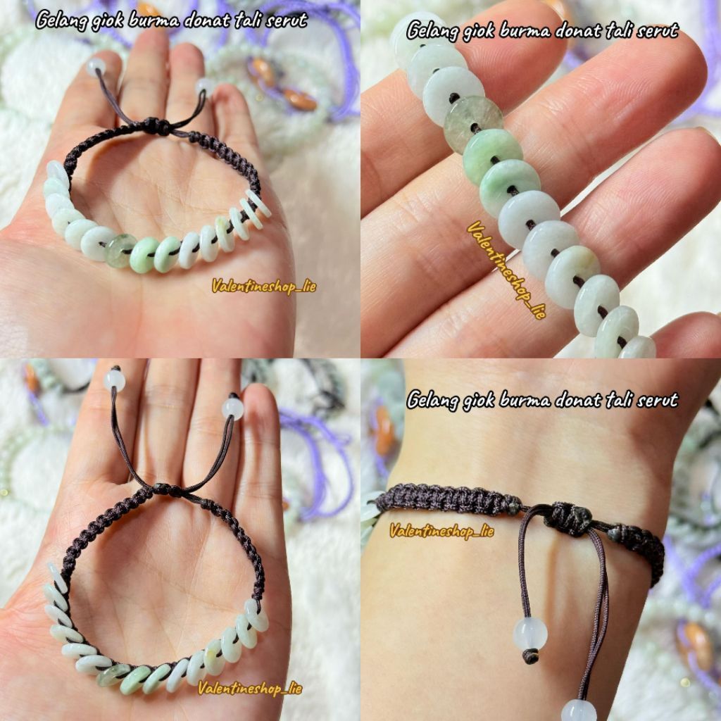 gelang tangan tali giok burma donat bracelet