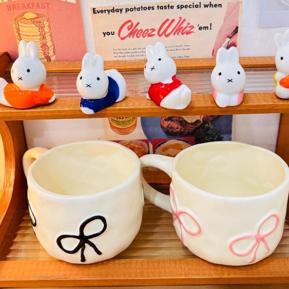 Mug Bentuk Pita Korea Aesthetic | Gelas Lucu Feminine Cute | Korean Style Mug