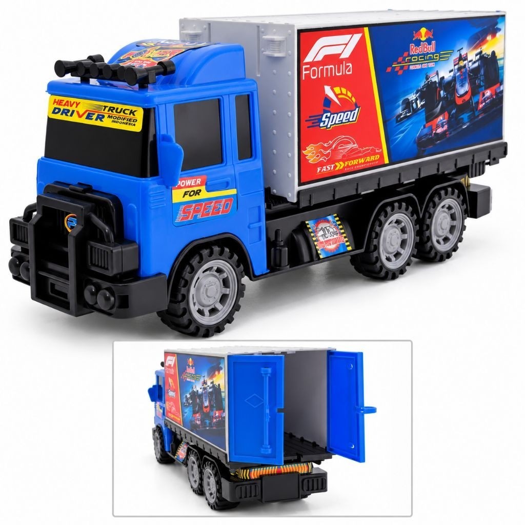 Mainan Truk Box Muatan - Truk Kontainer Sponsor Balap