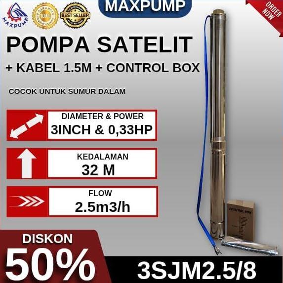 Pilihan - Maxpump Mesin Pompa Satelit 3Inch 0.33Hp Pompa Submersible Pompa Satelit Submersible Nonka