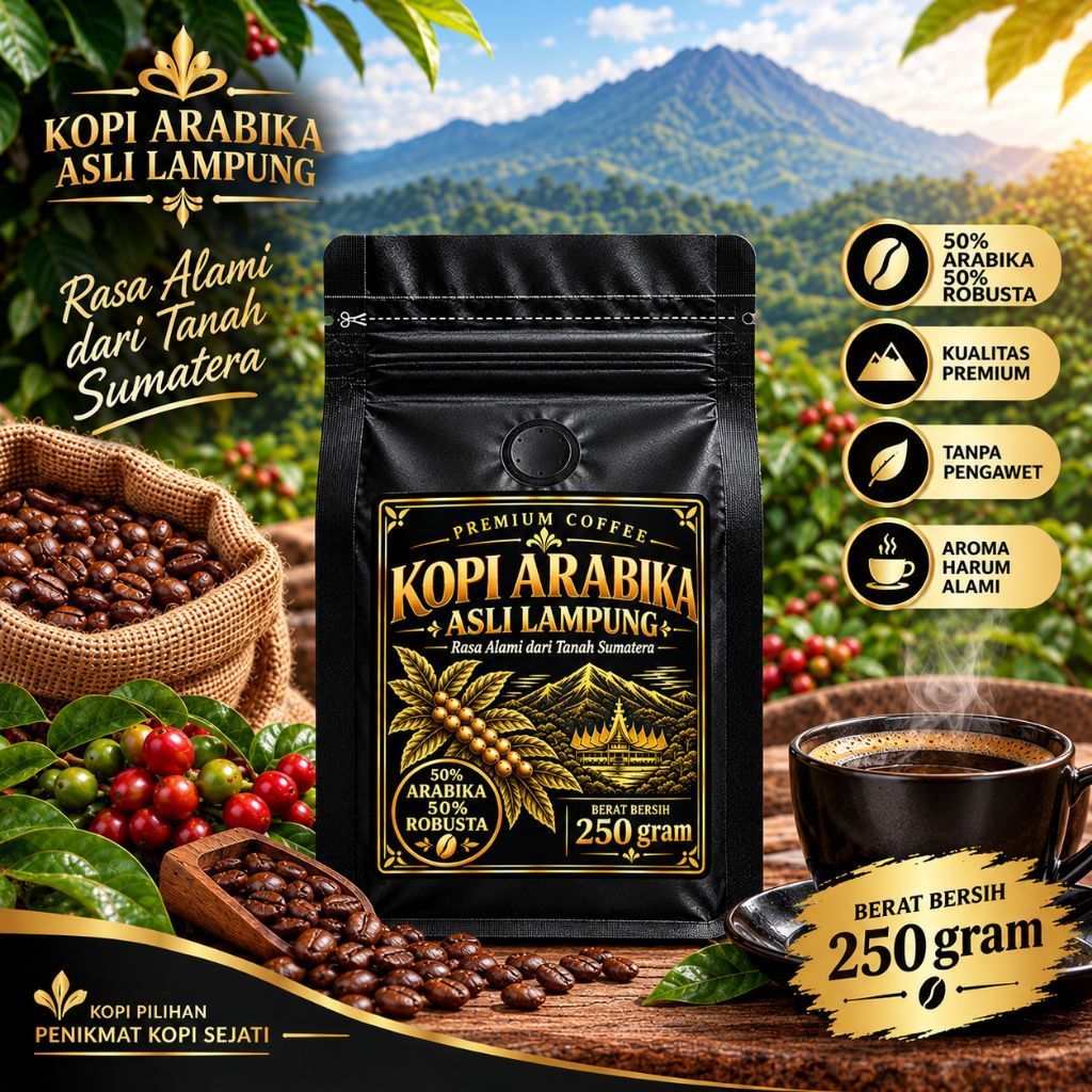 Kopi Arabika dan Robusta 250 gram Asli Lampung Original Murni Tanpa Campuran