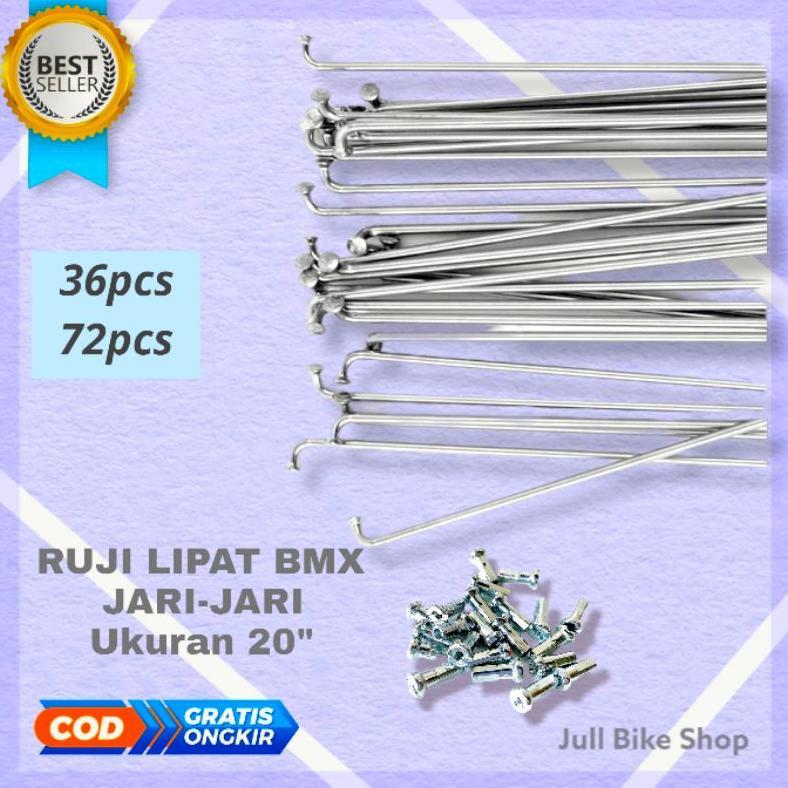 BIMESTORE JARI JARI SEPEDA 20 SILVER MURNI VELG LIPAT CHROME 187 MM BMX SET BAN RUJI SPOKE VIRAL