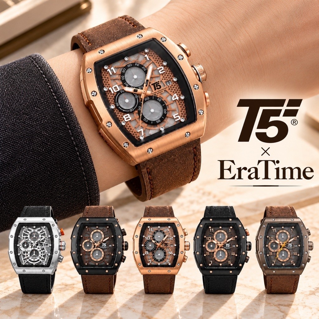 EraTime - Jam Tangan Pria T5 Original 3720G Chrono Aktif Water Resistant 3ATM Luminous Include Fulls
