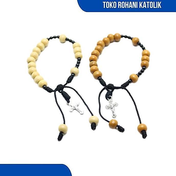 DOVEGIRL GELANG ROSARIO KAYU/ GELANG SALIB / GELANG ROHANI / GELANG PRIA WANITA / KONTAS