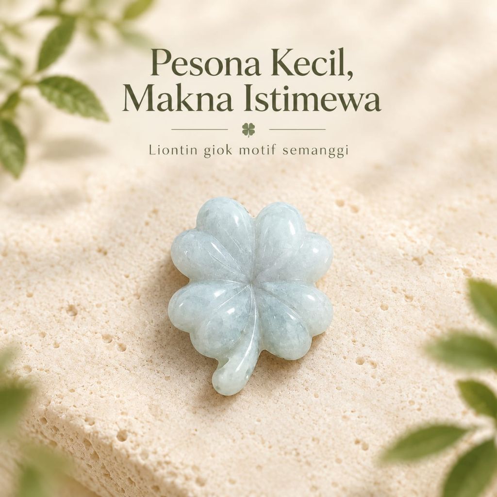 SPACER CHARM DAUN SEMANGGI GIOK BURMA ASLI RONA LAVENDER JADE