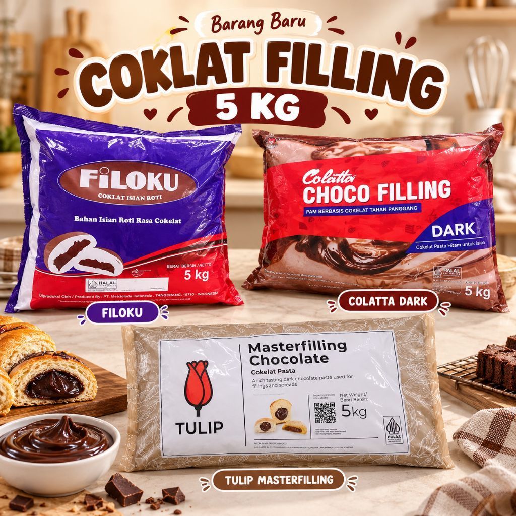 Coklat Filling Tulip 5kg | Coklat Filling Filoku 5kg | Coklat Filling Tulip 5kg | COKLAT FILLING 5 K
