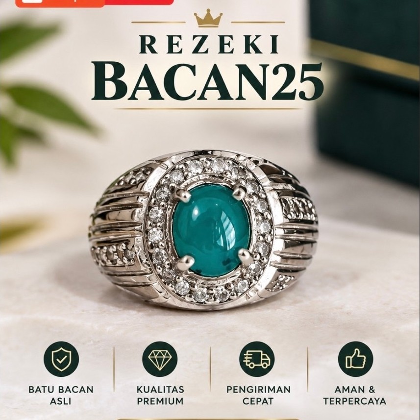 Batu Bacan Doko Asli 100% Natural Cincin Pria