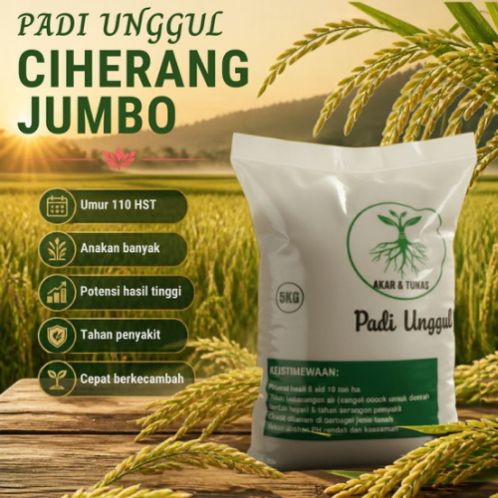 Benih padi ciherang jumbo benih padi berkualitas kemasan 5 kg