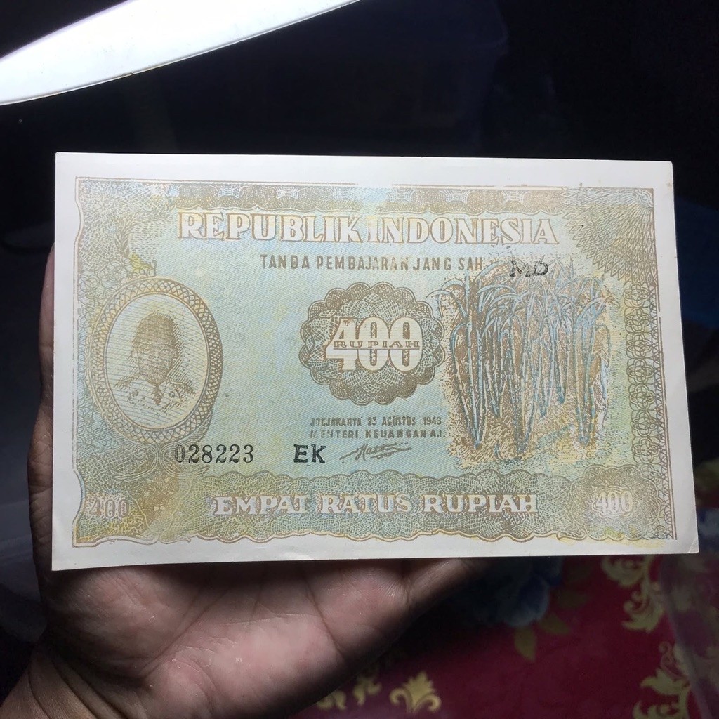 Uang Kertas Republik Indonesia Tanda Pembayaran Jang Sah 400 Rupiah EK 028223