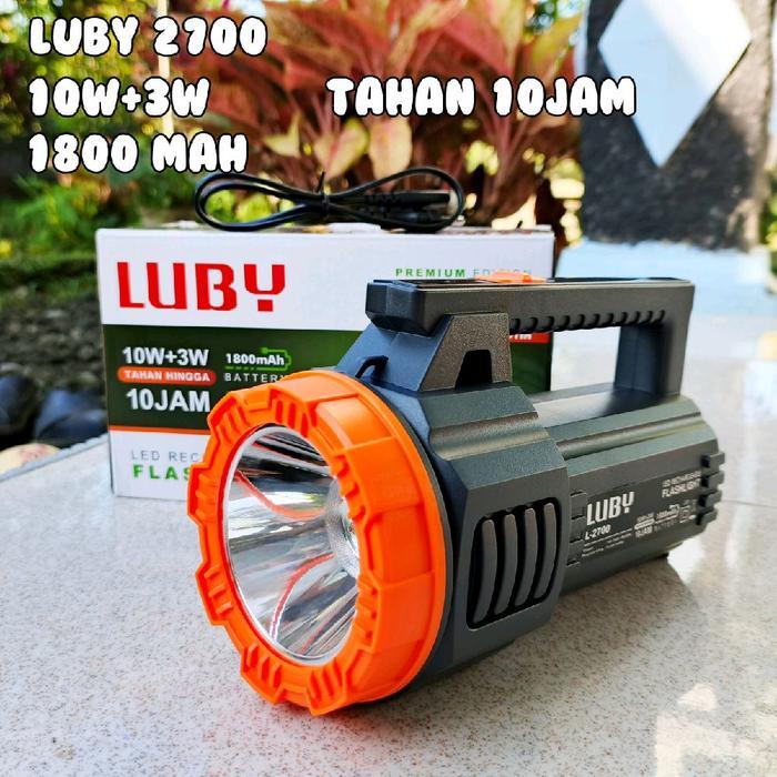 Senter Luby L2700 senter tangan rechargeable flashlight L2700 10W+3W Baterai