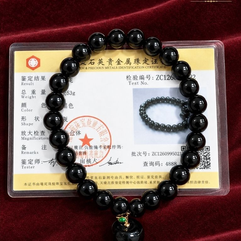 Gelang Batu Giok Hitam Asli + Sertifikat