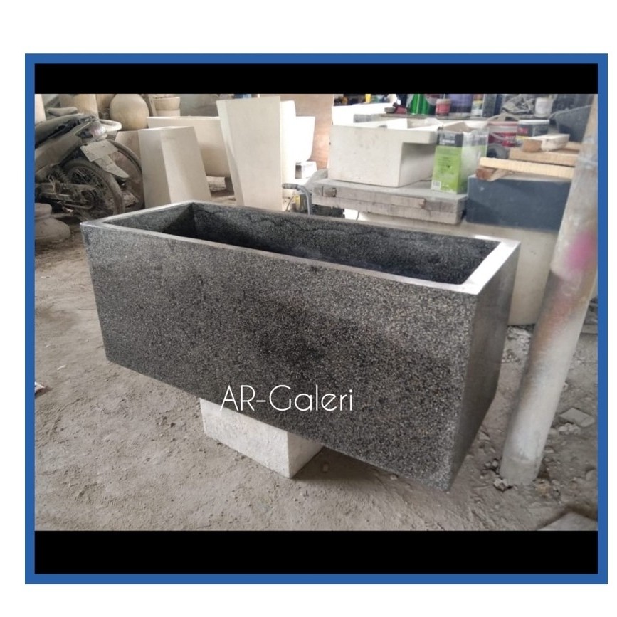 Pot planter teraso hitam batu alam