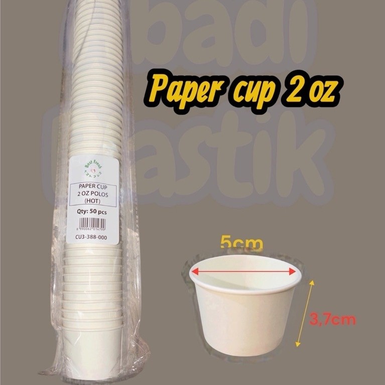PAPER CUP POLOS 2 OZ / PAPER CUP PUTIH UKR 2 OZ/ CUP ESKRIM ISI 50PCS