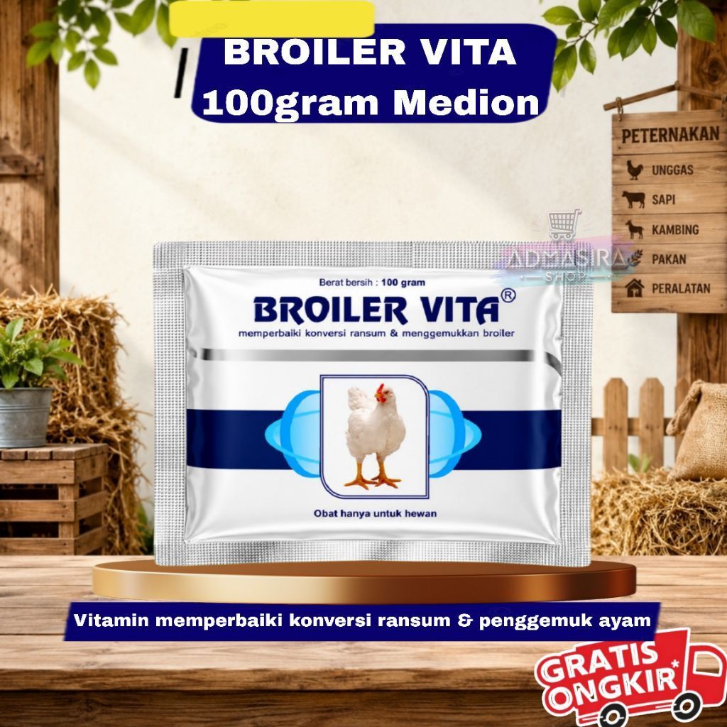 BROILER VITA 100 GRAM - Vitamin Ayam Broiler Pedaging - Vitamin Penggemuk & Mempercepat Pertumbuhan 