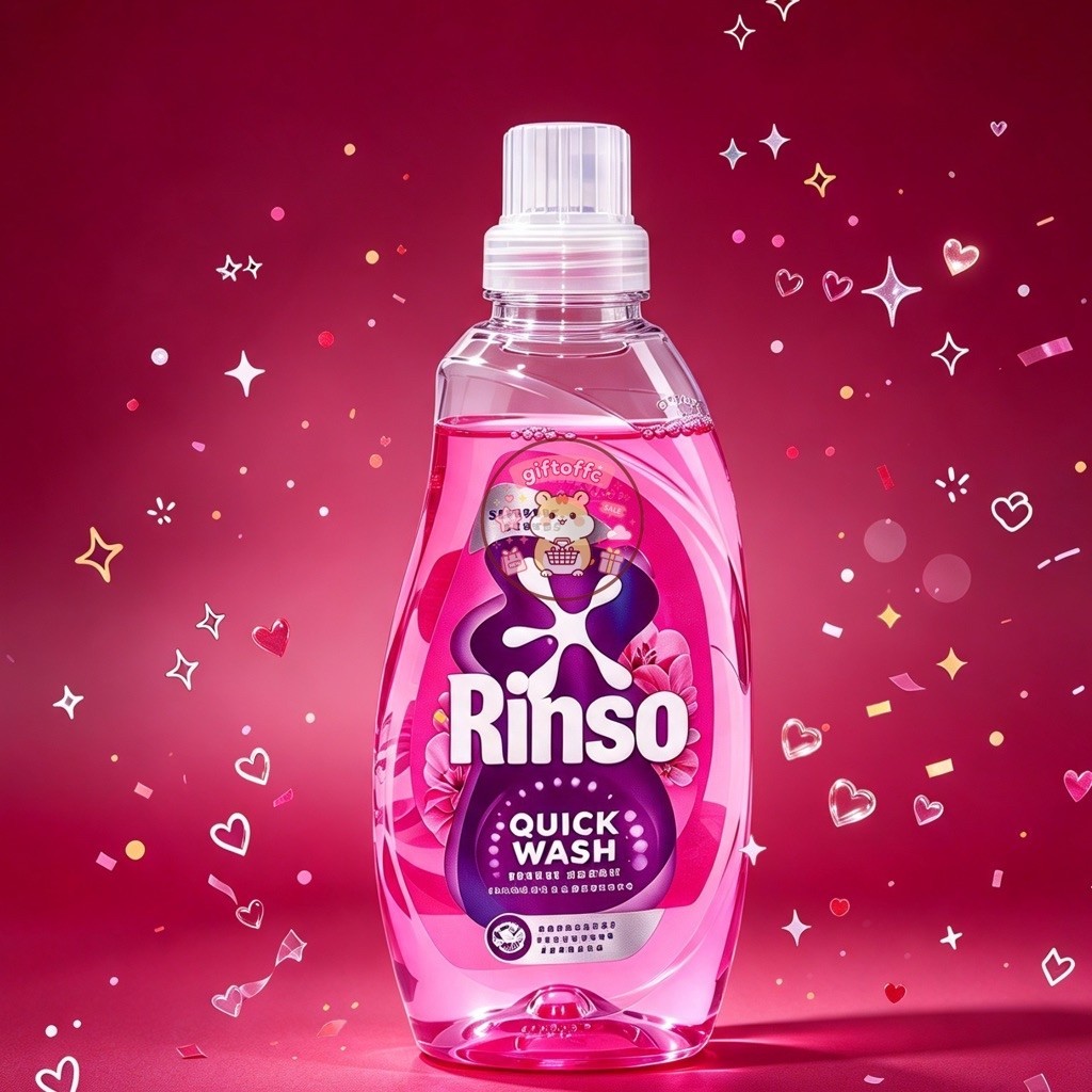 [ 1 BOTOL ] RINSO QUICK WASH DETERGEN PINK / RINSO BOTOL PINK 650 GRAM / DETERJEN CAIR RINSO / SABUN