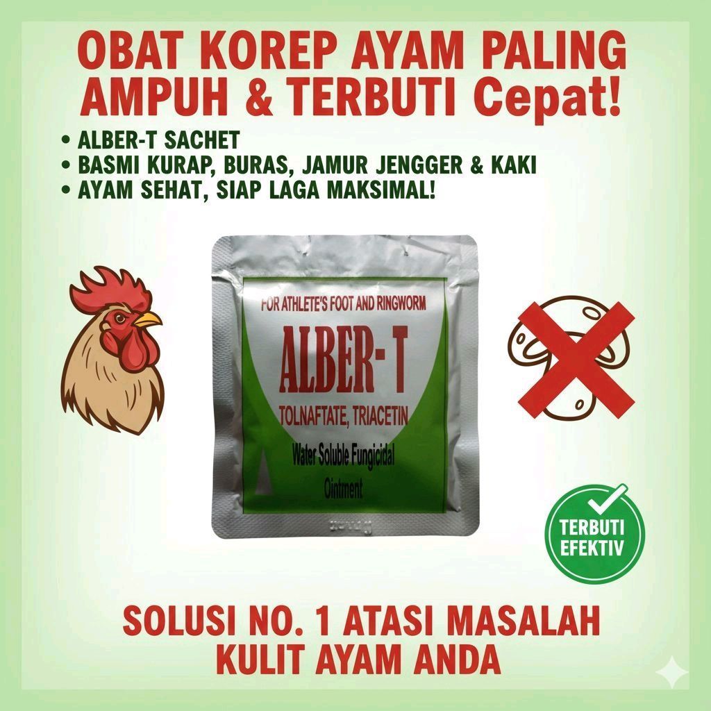 Obat Korep Ayam ALBER+T 1 Sachet Original | Obat Kurap Ayam, Jamur Kulit Ayam Aduan Bangkok