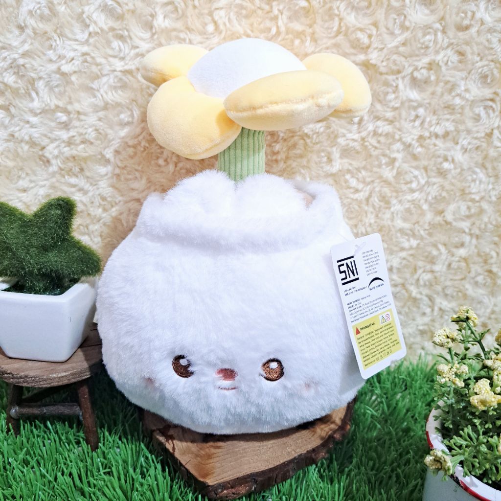 Boneka Pot Bunga Putih Boneka Pot Bunga Pipi Pink Boneka Pot Bunga Kuning Putih