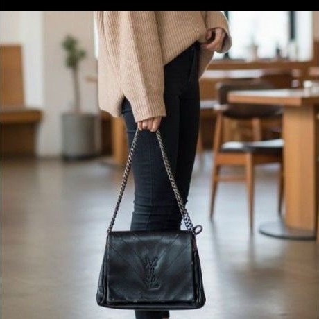 Preloved Tas jinjing Lengan YSL Hitam Rantai Hitam