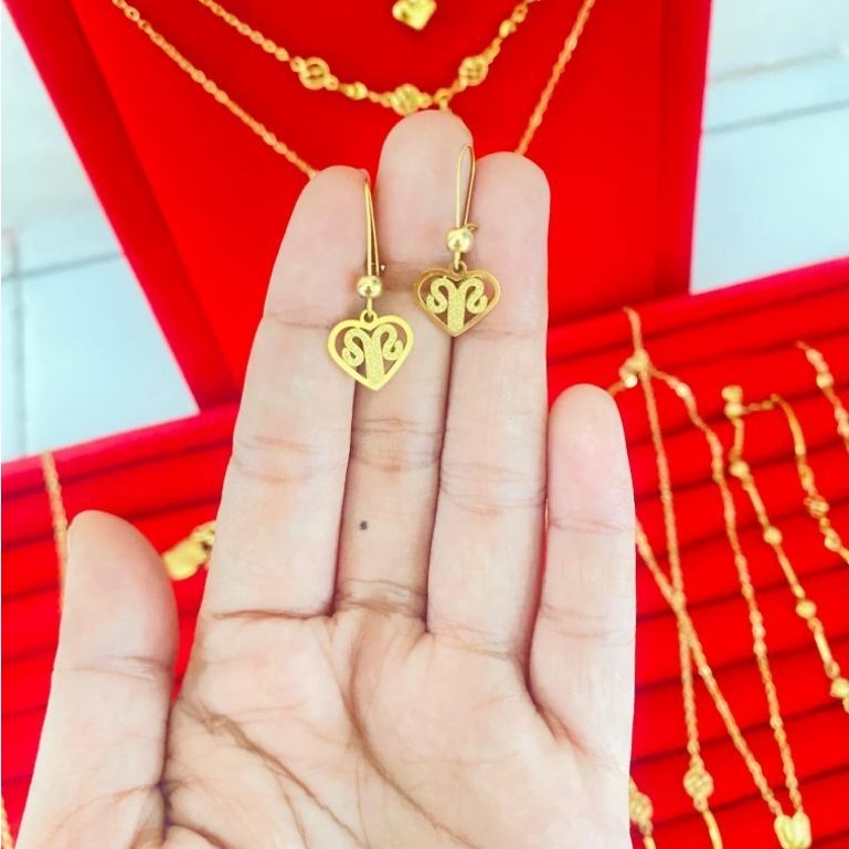 anting asli Titanium lapis emas 23karat anti luntur