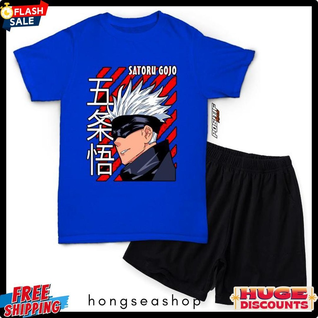 Cod Positif Merch Baju Kaos Anak Setelan Anime Satoru Gojo Laki Perempuan