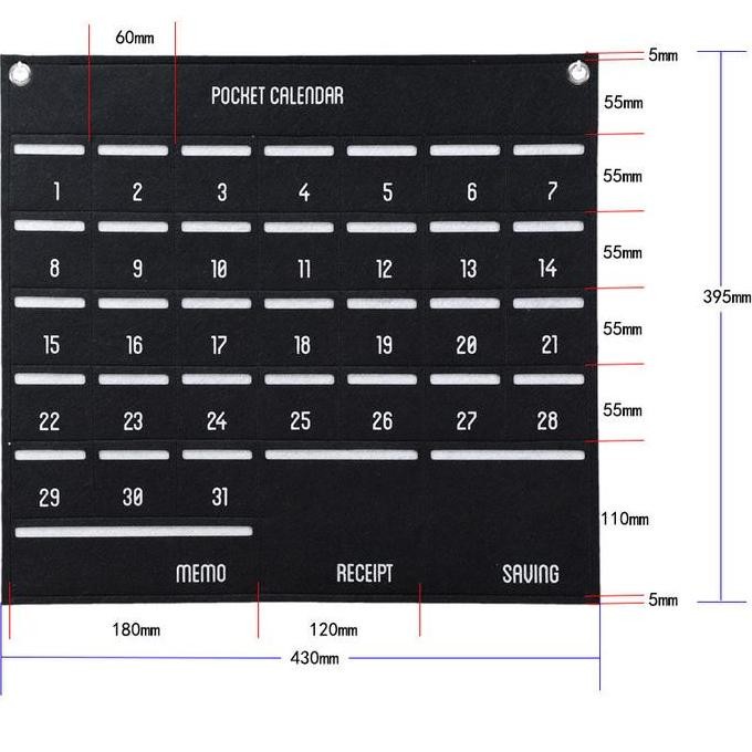 

Pocket Calendar Kantong 31 Hari Kegiatan Fabric Calendar Tas Penyimpanan Wall Decor Allshop