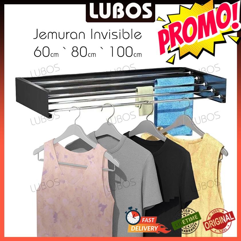 LUBOS 100% Original Jemuran Invisible Dinding Lipat Minimalis Hemat Tempat Space Saving Drying Rack 