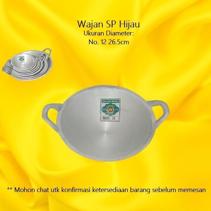 (Terbaru) Wajan Jawa Cor /Wajan Penggorengan Aluminium Cor Tradisional SP Hijau 12 Ukuran 26.5 cm (T
