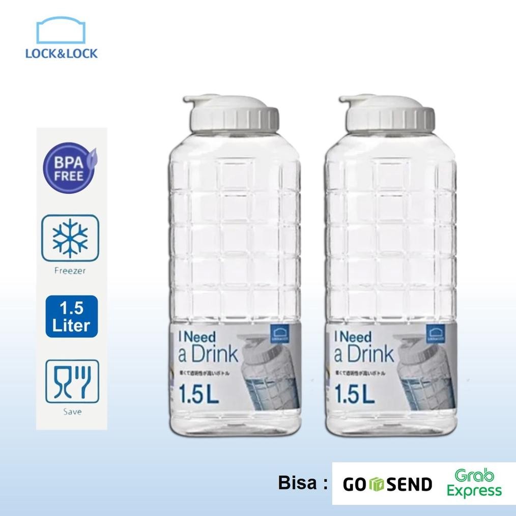 (Terbaru) Lock and Lock Tumbler Botol Air Tempat Minum Kulkas Plastik Chess Water Bottle 1.5L Lock n