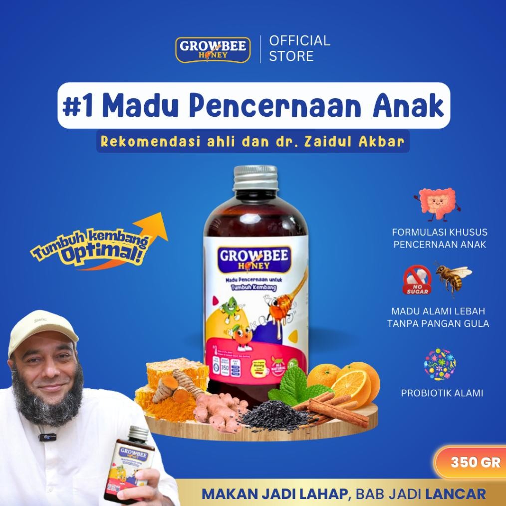 

(Terbaru) GROWBEE Honey - Madu Pencernaan Anak Rekomendasi dr Zaidul Akbar - 350 gram (Terlaris)