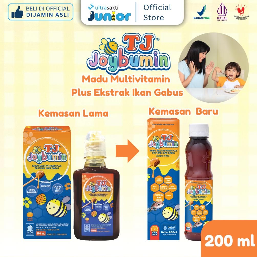 

(Terbaru) [NEW KEMASAN] TJ Joybumin Madu Multivitamin Plus Ekstrak Ikan Gabus - 200ml - Membantu Memperbaiki Nafsu Makan Anak, Suplementasi Vitamin untuk Pertumbuhan Anak dan Masa Penyembuhan (Terlaris)