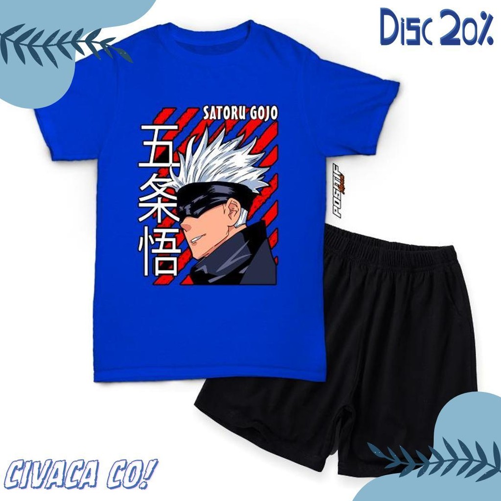 Wajib Punya Positif Merch Baju Kaos Anak Setelan Anime Satoru Gojo Laki Perempuan