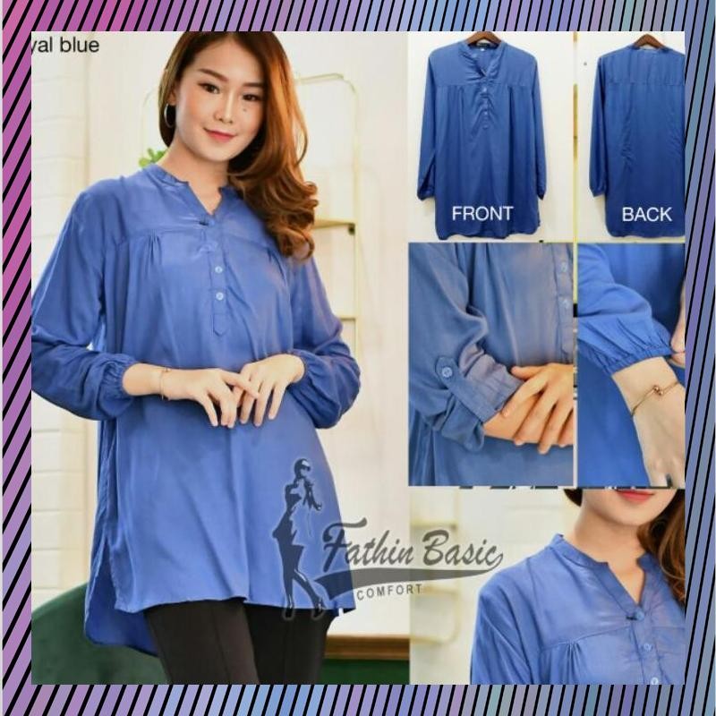 Termurah Royal Blue-Blouse Polos Rayon-Blouse Abg-Blouse Jumbo QDY-83