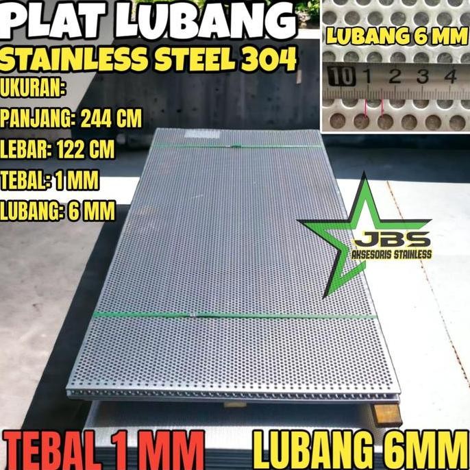 +++++] PLAT LUBANG 201 - 122CMX244CM - (1 MM) - LUBANG 6MM STAINLESS STEEL 201 - PLAT PERFORATED - P