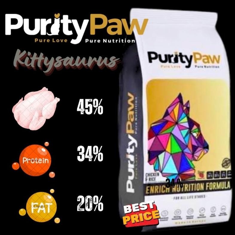 Purity Paw 1.2Kg All Stage, Daging Ayam 45%