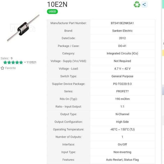Dioda 1A Original Sanken 10E2N ultrafast Rectifier.