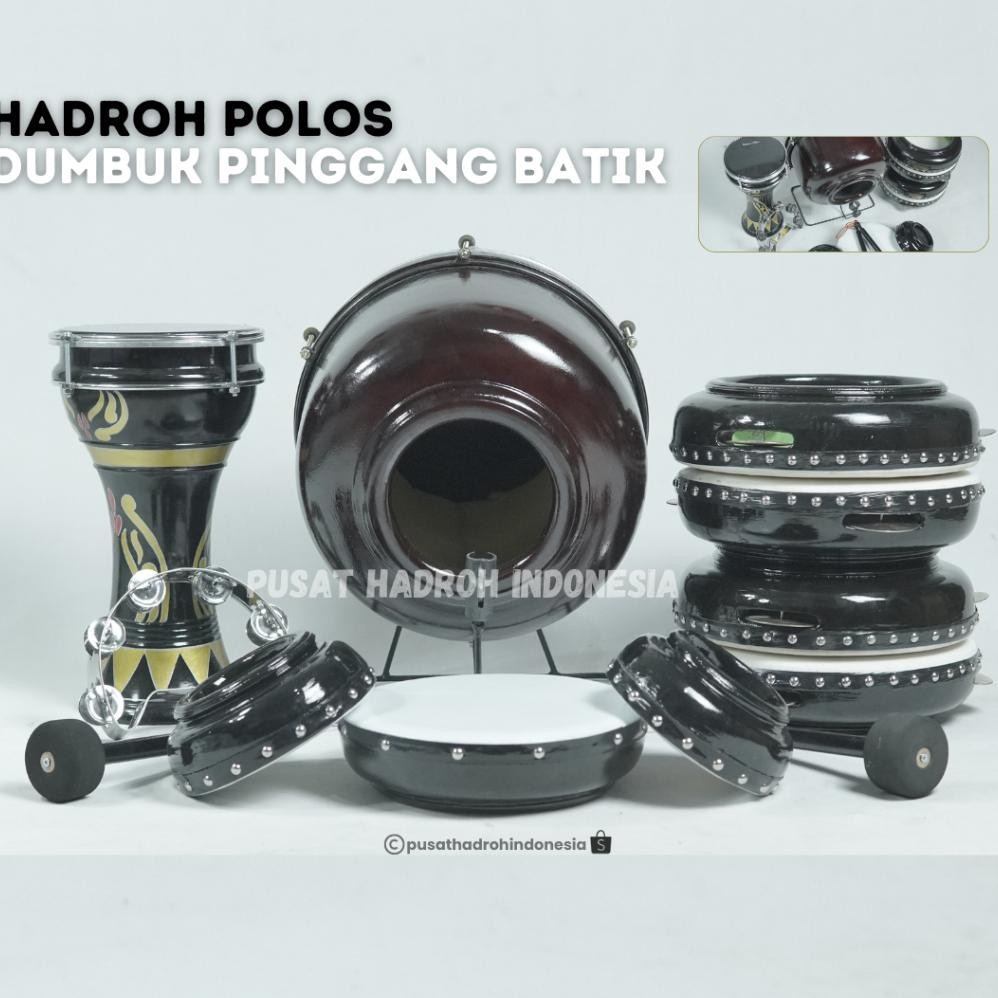 Hadroh Fullset Standard Lengkap 9 Alat Rebana Hadroh Polos FREE TAS