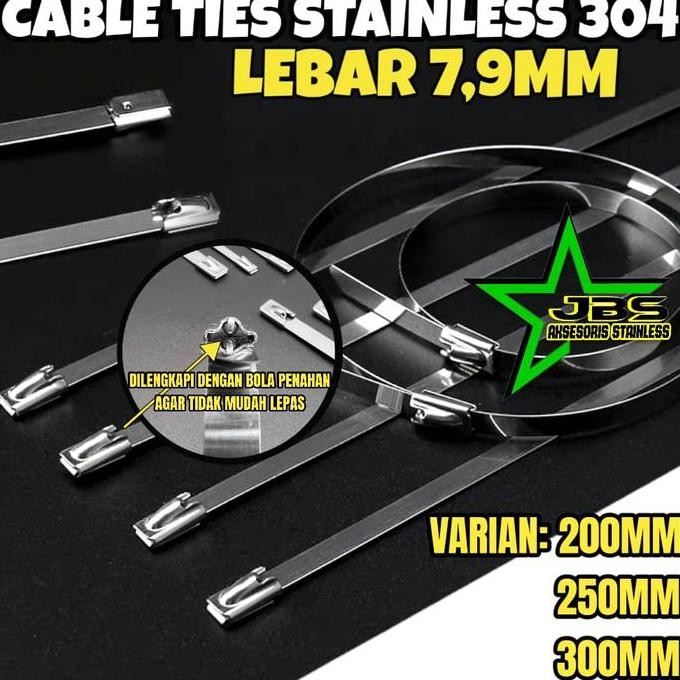 

Termantab] KABEL TIES LEBAR 7,9MM STAINLESS 304 PANJANG 10/15/20/25/30CM TALI PENGIKAT