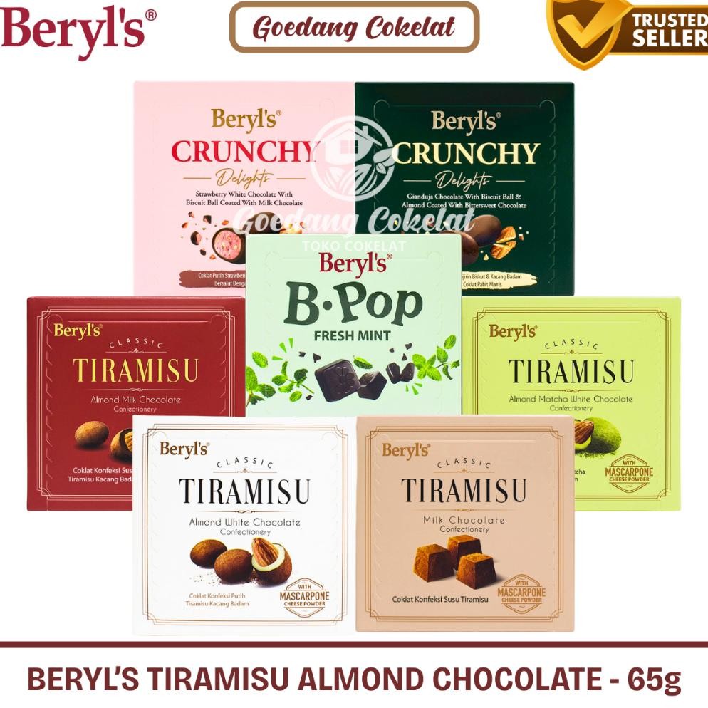 

Beryls Classic Tiramisu Almond Green Tea Milk White Chocolate 65G Coklat Malaysia