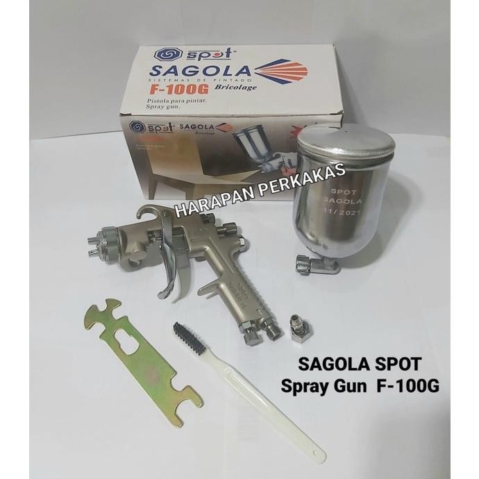 Jual Spray Gun Sagola Spot Tabung Atas F-100 / F100 G + Selang Recoil 9 M