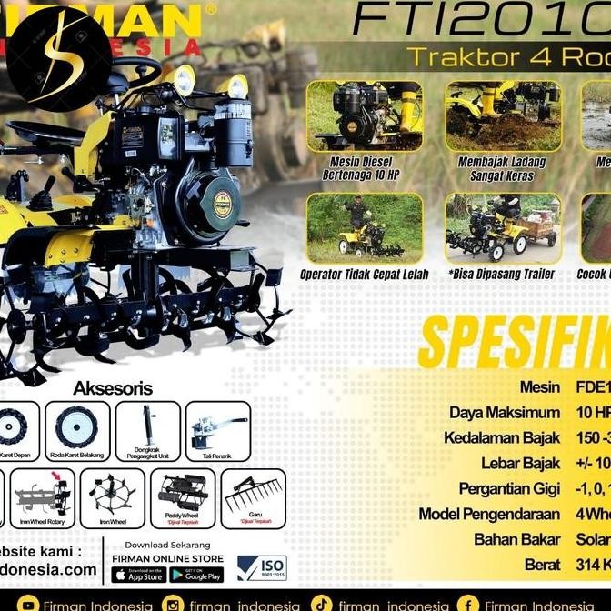 ><><><] Traktor Firman 4 empat roda FTI2010DE diesel / cultivator mini sawah