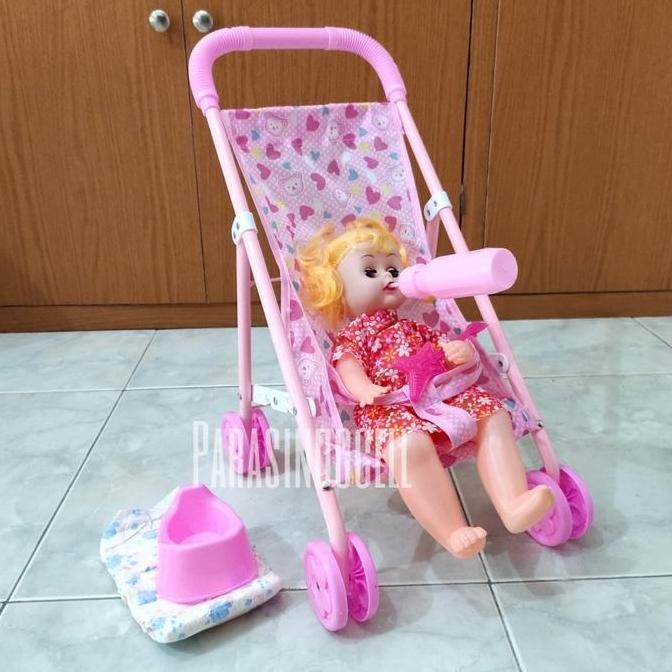 Mainan Boneka Bayi Stroller Bayi Bahan Besi - Dorongan Bayi
