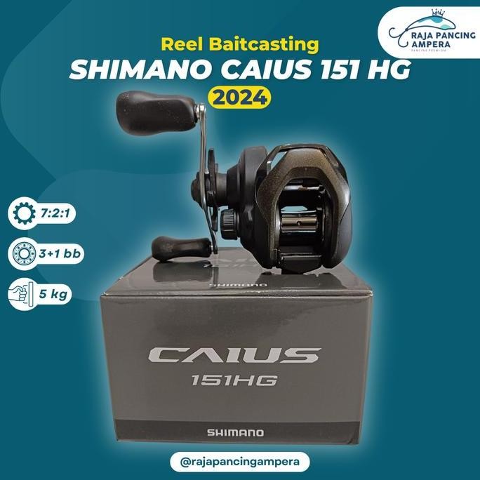 Reel Baitcasting Shimano Caius 151 HG 2024 | Kerekan Pancing BC Ringan CO